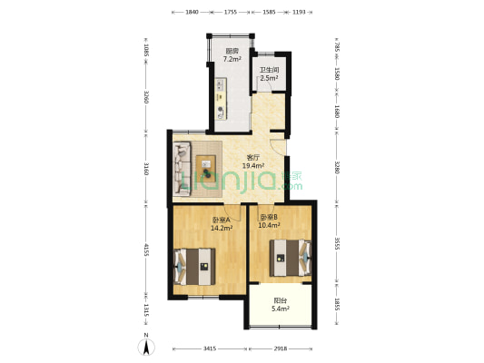 景明佳园映景苑 2室1厅1卫 73平方