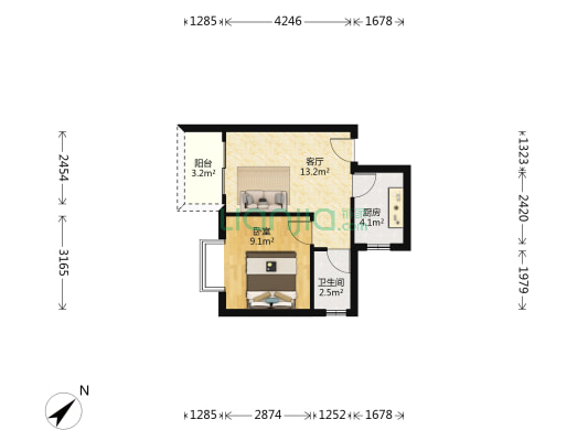 富宏苑 1室1厅1卫 40平方