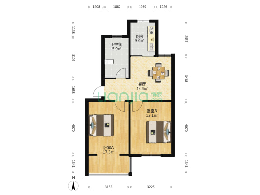 凤鸣路 2室1厅1卫 71平方