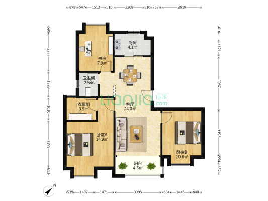 华润置地公园里 3室1厅1卫 103平方