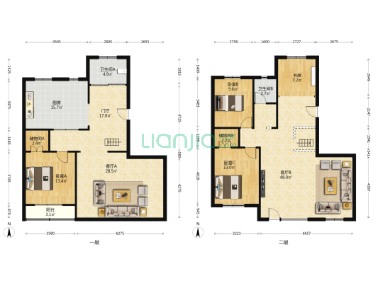 瑞致铭缘 4室2厅2卫 87平方