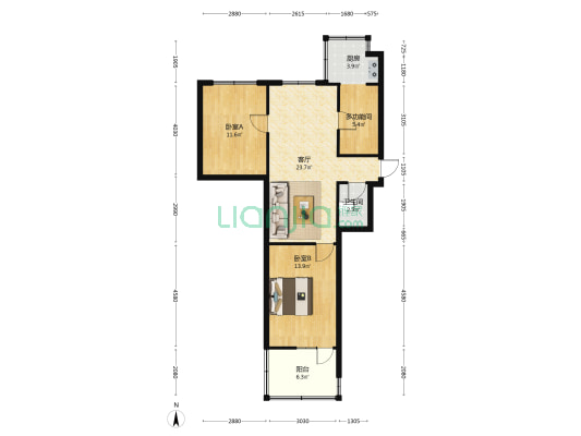 市法院家属院北院 3室1厅1卫 77平方