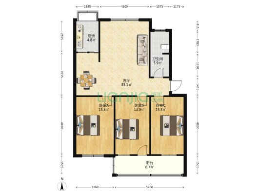 市建公司建安分公司家属院 3室1厅1卫 112平方