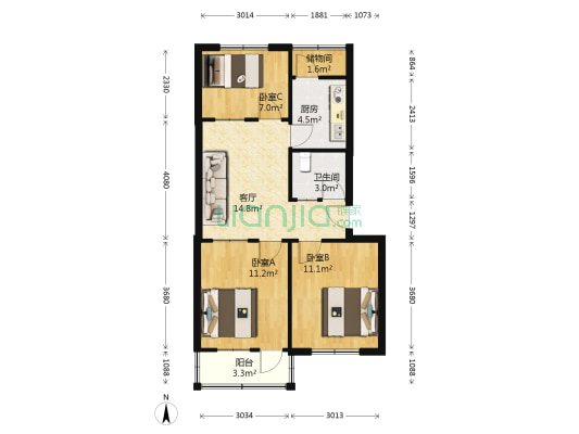 运管所家属院（中牟县） 3室1厅1卫 80平方