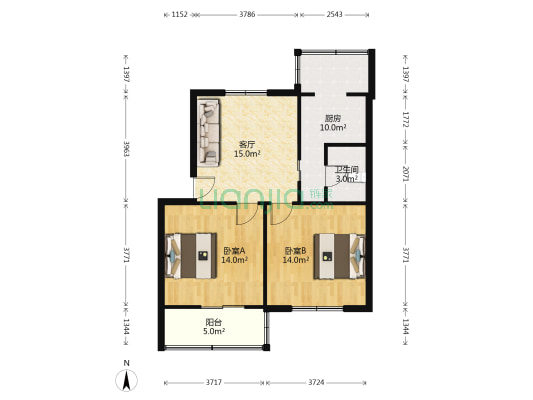 创业北里 2室1厅1卫 76平方