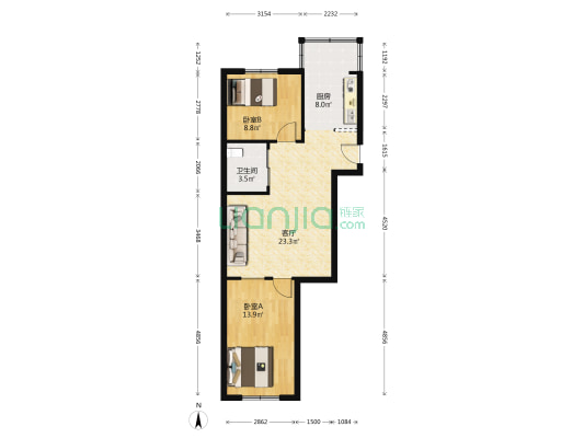 北寺回族新居 2室1厅1卫 77平方