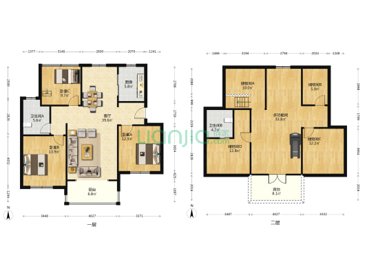 水岸豪庭 4室1厅2卫 107平方