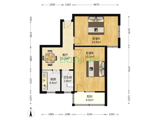 致和新村 2室1厅1卫 64平方