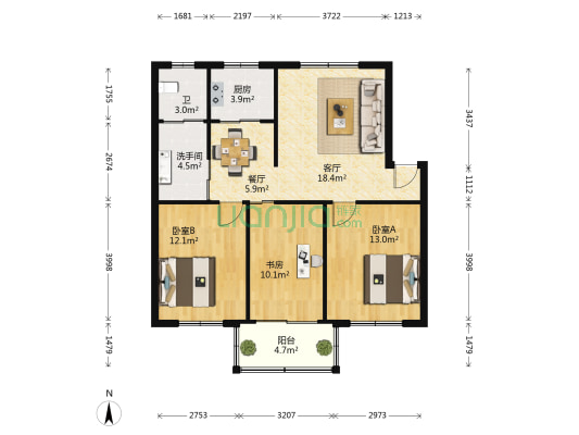 春晖苑 3室2厅2卫 111平方