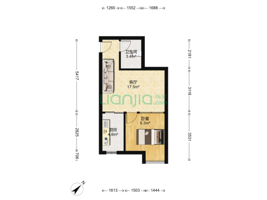 爱丁郡院 1室1厅1卫 45平方