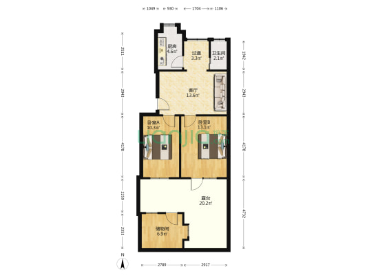 襄轴70分厂家属院 2室1厅1卫 58平方