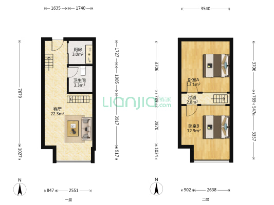 凯马悠尚生活广场 2室1厅1卫 42平方