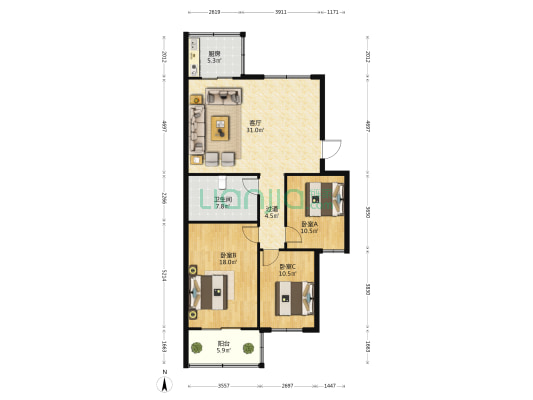 警苑小区 3室1厅1卫 113平方