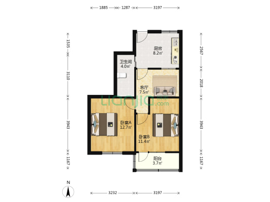 南门新村(城桥) 2室1厅1卫 61平方