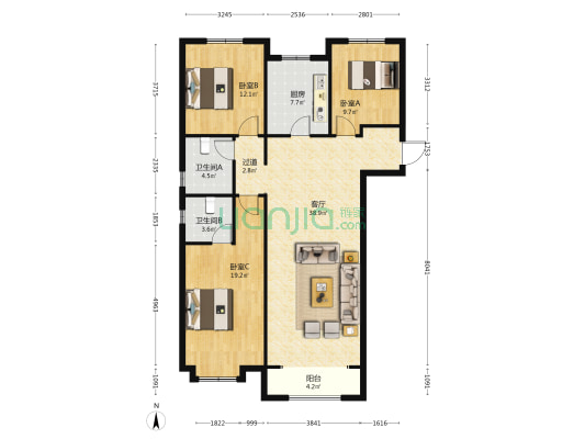 隆基泰和铂悦山 3室1厅2卫 140平方