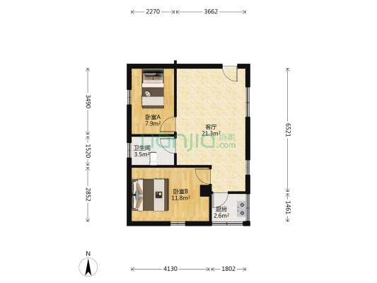 旭洋楼 2室1厅1卫 62平方