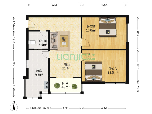 常青五垸 2室1厅1卫 75平方