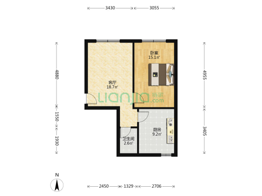 九州小区 1室1厅1卫 60平方