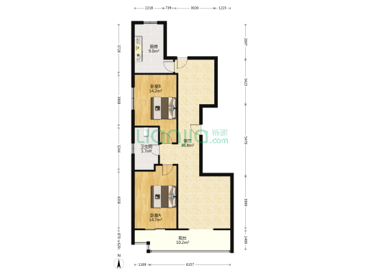 福青怡苑 2室1厅1卫 126平方