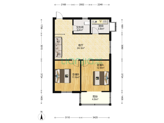 云鹤小区 2室1厅1卫 73平方