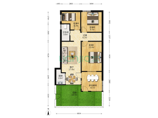 春晖社区春秋南路 4室1厅1卫 71平方