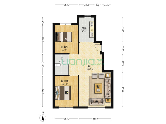万龙银河城北区四期 2室1厅1卫 84平方