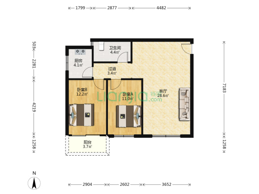 何兴巷50号 2室1厅1卫 82平方
