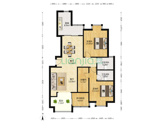 汇智苑 3室2厅2卫 188平方
