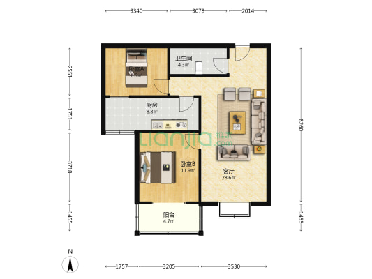 风帆一区 2室1厅1卫 96平方