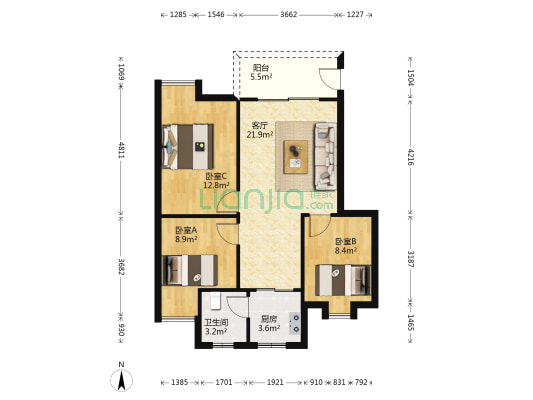 富民楼 3室1厅1卫 79平方