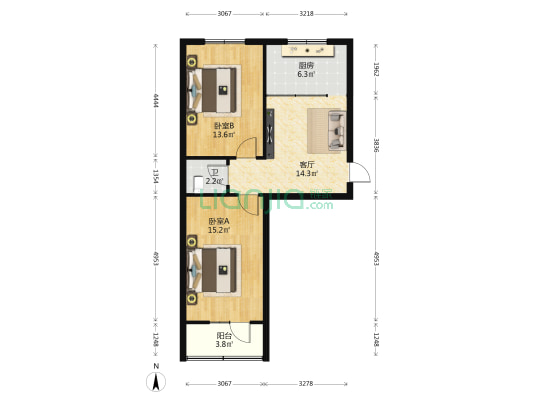 东元西路小区 2室1厅1卫 67平方