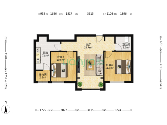 新世界家园一区 2室1厅1卫 84平方