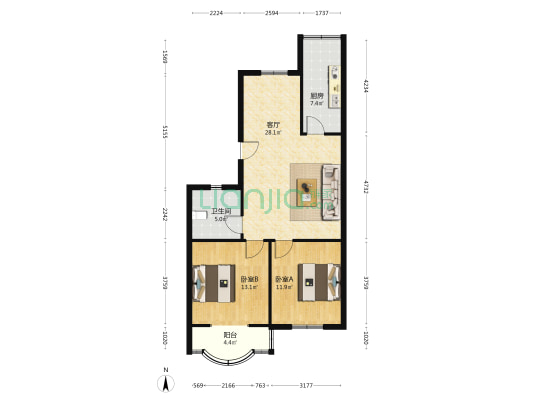 惠风小区 2室1厅1卫 85平方