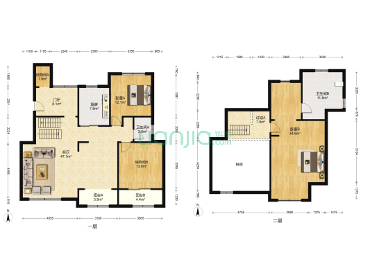 碧桂园莱蒙湖 2室1厅2卫 180平方