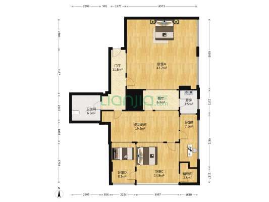 凯旋大厦 5室1厅1卫 189平方