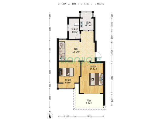 省直机关屏西住宅区 2室1厅1卫 62平方
