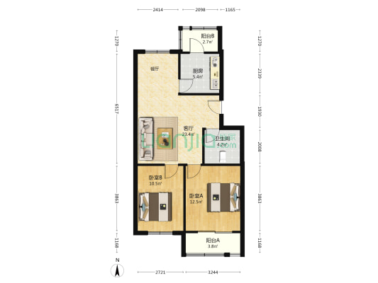 梅香园北区 2室1厅1卫 80平方