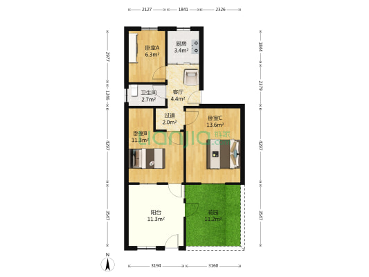 薛家巷 3室1厅1卫 63平方