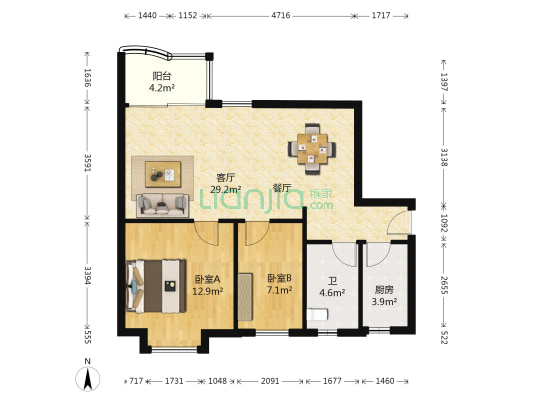 淘金家园一期 2室1厅1卫 83平方