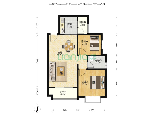 洪塘佳苑 2室1厅1卫 81平方