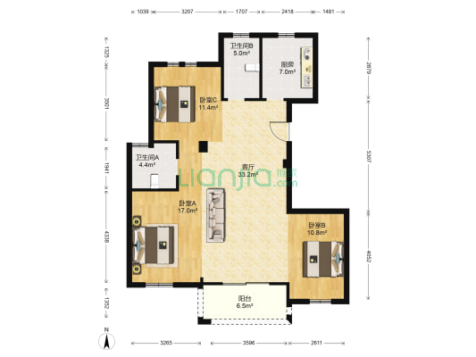 尚德家园 3室1厅2卫 123平方