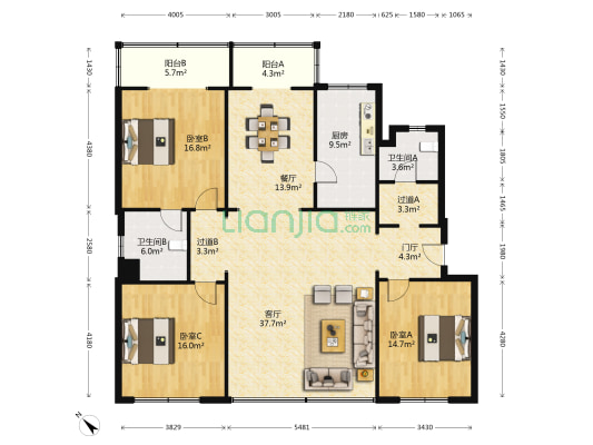宝生街252号 3室2厅2卫 163平方