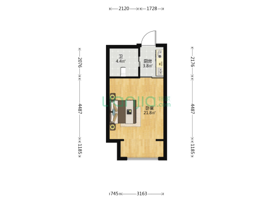 皮都公馆 1室0厅1卫 53平方