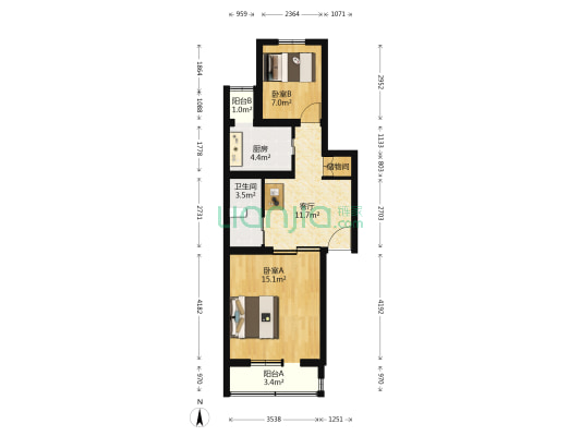 兴华中里 2室1厅1卫 65平方