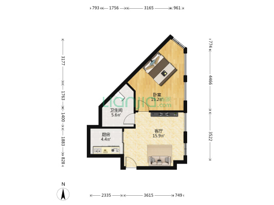 百灵时尚天地 1室1厅1卫 73平方
