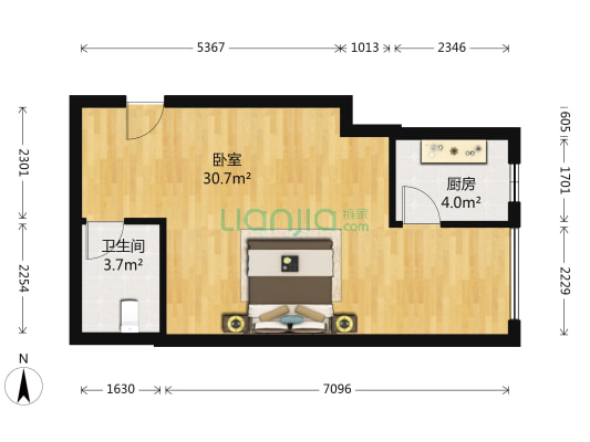 财信渝中城 1室0厅1卫 52平方