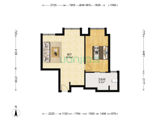 誉峰M5行政公寓 1室1厅1卫 82平方