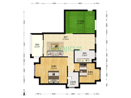 国香金湾雅苑 2室1厅1卫 96平方