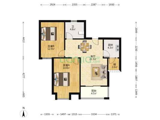新型家园一期 2室1厅1卫 85平方