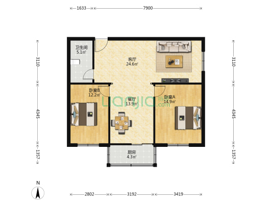 岷江里 2室2厅1卫 89平方